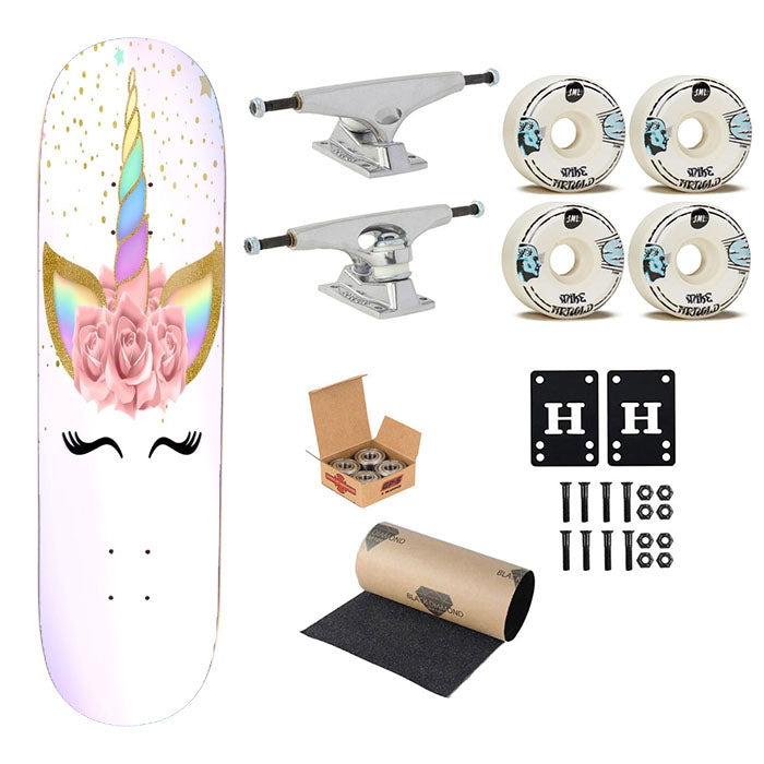 Unicorn Clip Art Skateboard Complete Board 8.0" X 31.75"