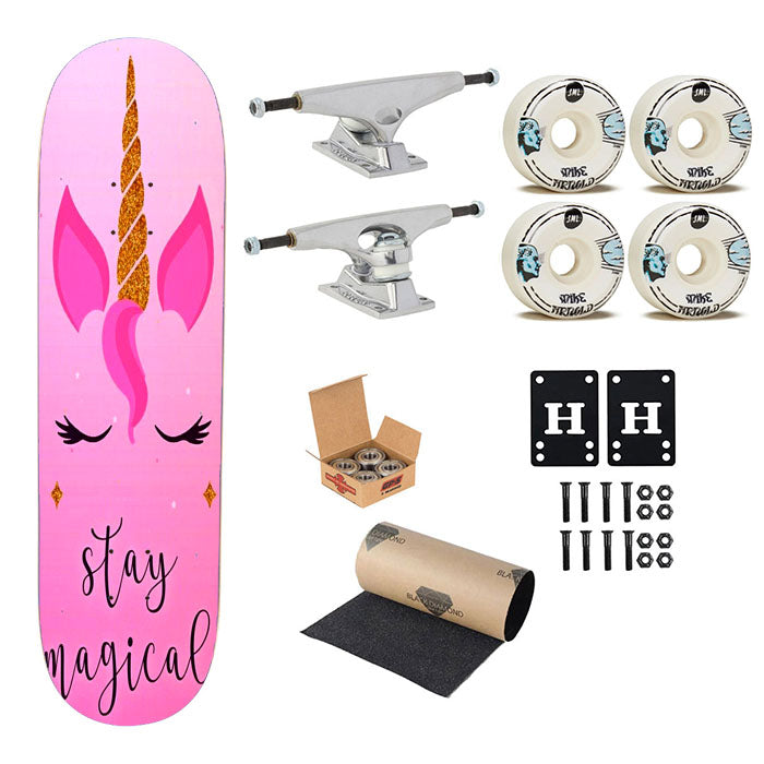Unicorn Clip Art Stay Magical Skateboard Complete Board 8.0" X 31.75"