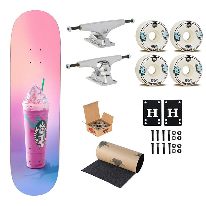 Unicorn Frappuccino Starbucks Wallpaper Skateboard Complete Board 8.0" X 31.75"