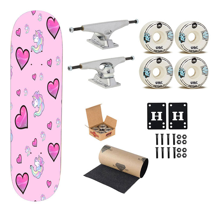 Unicorn Love Pattern Skateboard Complete Board 8.0" X 31.75"