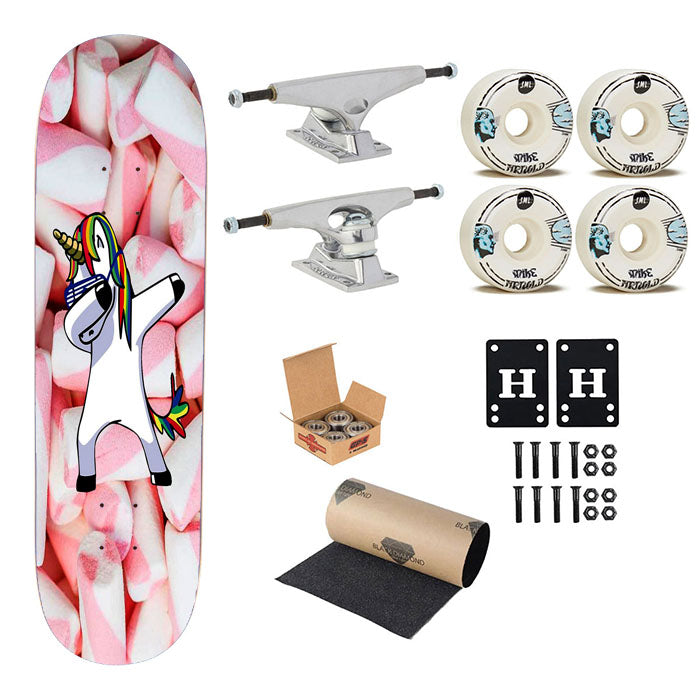 Unicorn Marshmallow Skateboard Complete Board 8.0" X 31.75"