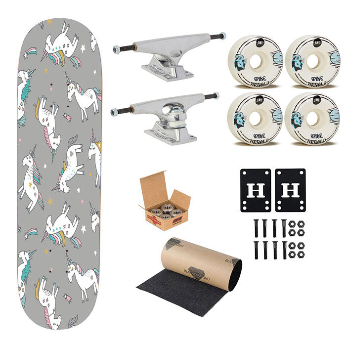 Unicorn Pattern Magic Sweat Skateboard Complete Board 8.0" X 31.75"