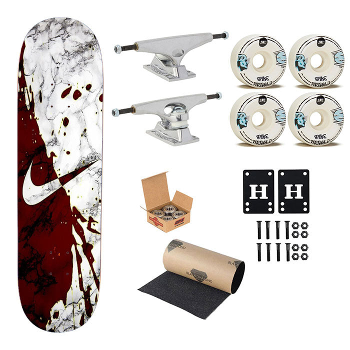 Unique Nike Marble Logo Skateboard Complete Board 8.0" X 31.75"