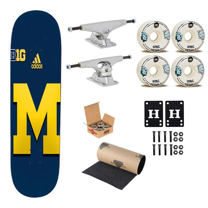 University Of Michigan Medical School Logo With Adidas Skateboard Complete Board 8.0" X 31.75"