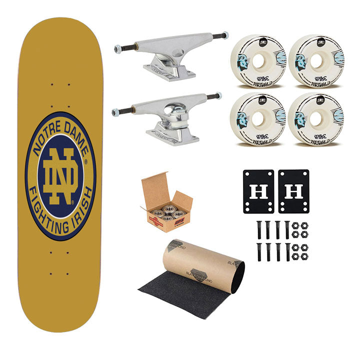 University Of Notre Dame Fighting Irish Logo Roundel Area Skateboard Complete Board 8.0" X 31.75"