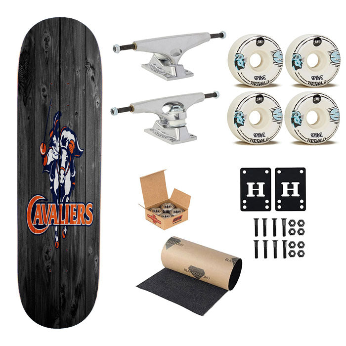 University Of Virginia Cavaliers Logo Dark Wood Skateboard Complete Board 8.0" X 31.75"