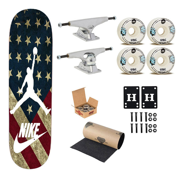 Us Flag Nike Jordan Skateboard Complete Board 8.0" X 31.75"