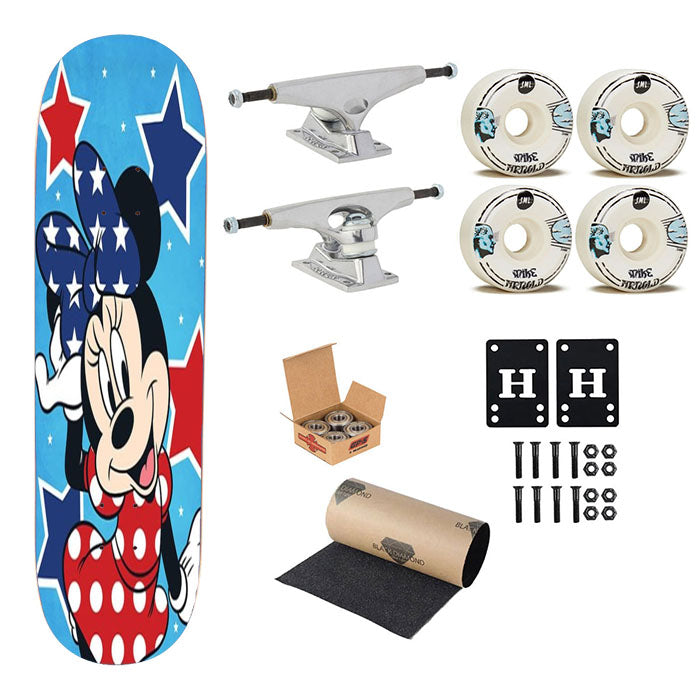 Usa Stars Minnie Mouse Skateboard Complete Board 8.0" X 31.75"