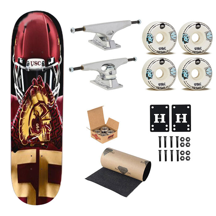 Usc Trojans Football Skateboard Complete Board 8.0" X 31.75"