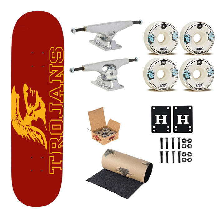 Usc Trojans Football Logo Skateboard Complete Board 8.0" X 31.75"