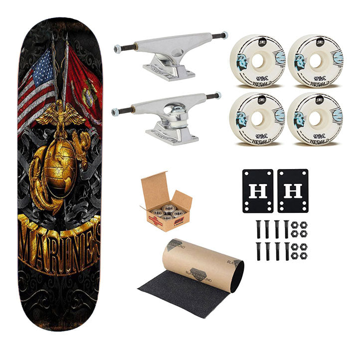 Usmc Marine Logo Skateboard Complete Board 8.0" X 31.75"