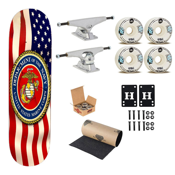 Usmc Us Marine Corps New Skateboard Complete Board 8.0" X 31.75"