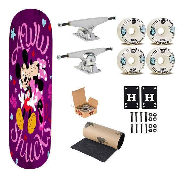 Valentine Kisses Mickey And Minnie Skateboard Complete Board 8.0" X 31.75"