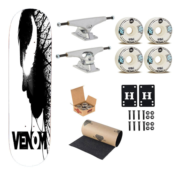 Venom Bw Art Skateboard Complete Board 8.0" X 31.75"