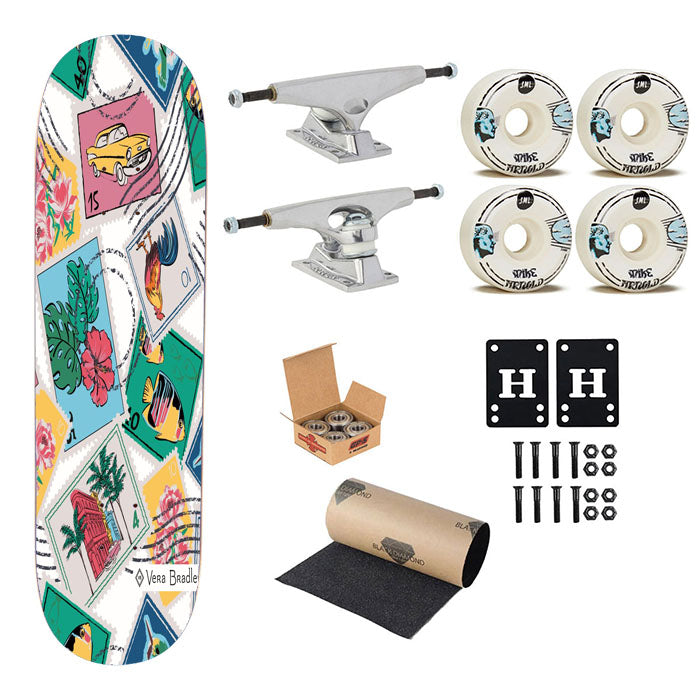 Vera Bradley Cuban Stamps Skateboard Complete Board 8.0" X 31.75"