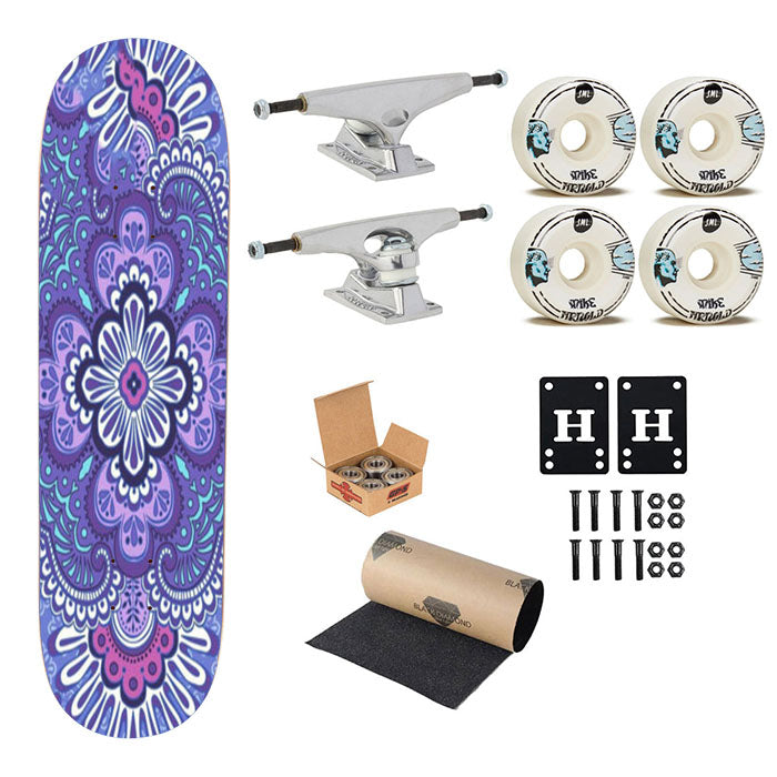 Vera Bradley Lilac Tapestry Skateboard Complete Board 8.0" X 31.75"