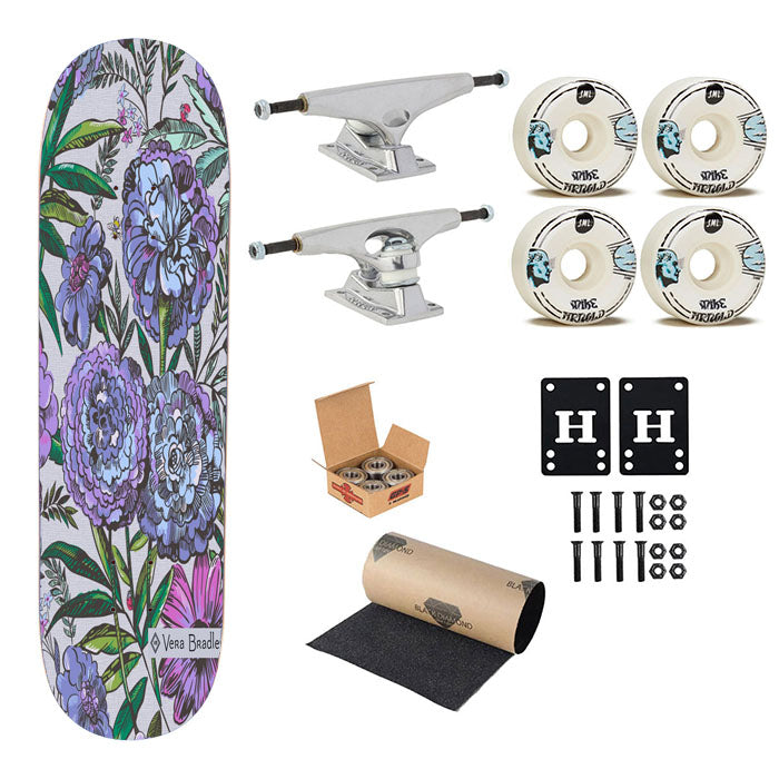 Vera Bradley New Pattern Lavender Meadow Skateboard Complete Board 8.0" X 31.75"