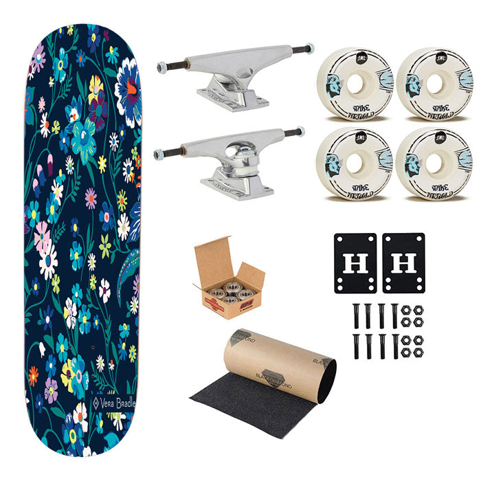 Vera Bradley New Pattern Moonlight Garden Skateboard Complete Board 8.0" X 31.75"