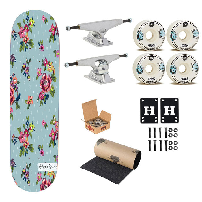Vera Bradley Water Bouquet Skateboard Complete Board 8.0" X 31.75"