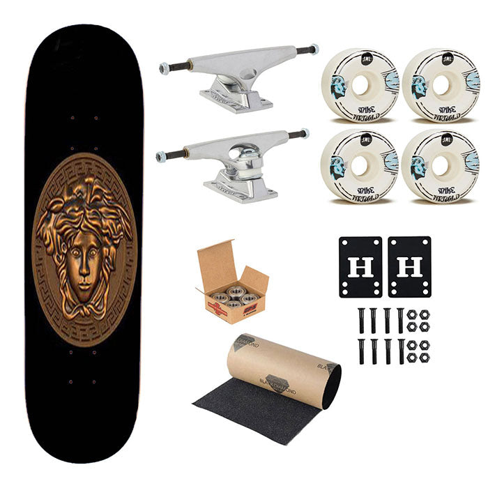 Versace Logo Gold Skateboard Complete Board 8.0" X 31.75"