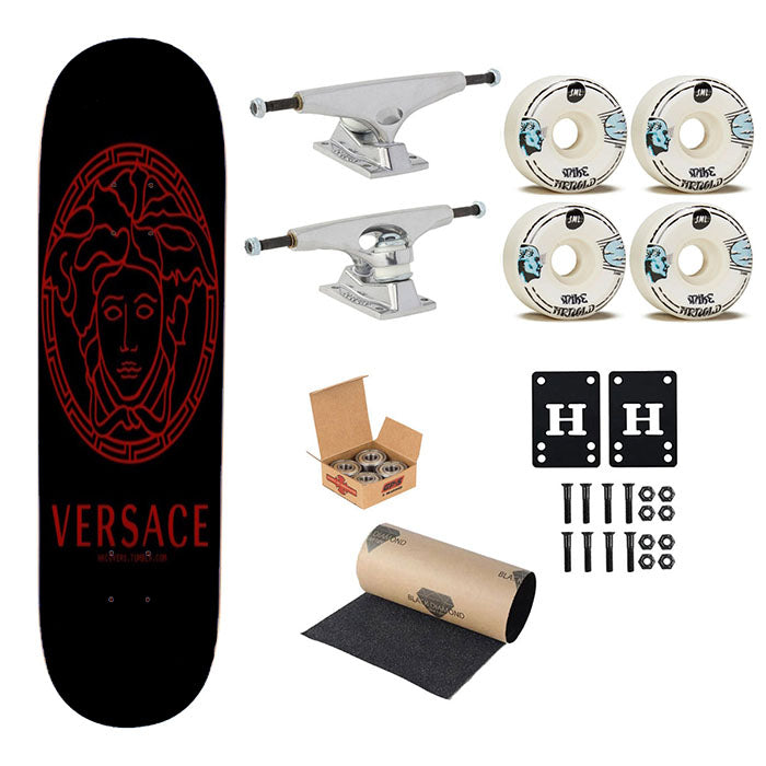 Versace Red Pattern Skateboard Complete Board 8.0" X 31.75"