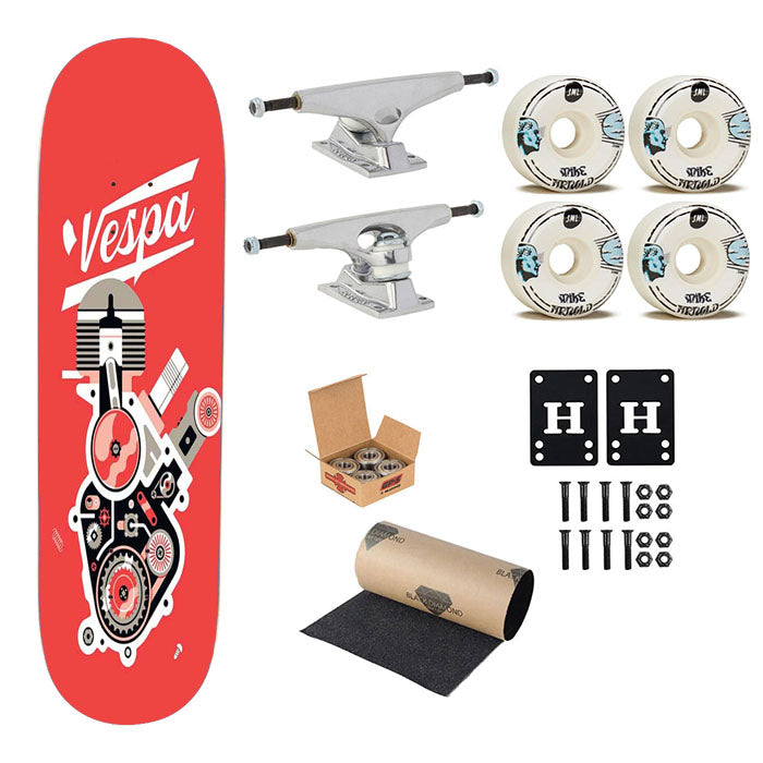 Vespa Engine Skateboard Complete Board 8.0" X 31.75"