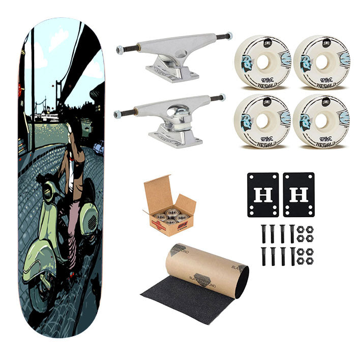Vespa The City Life Skateboard Complete Board 8.0" X 31.75"