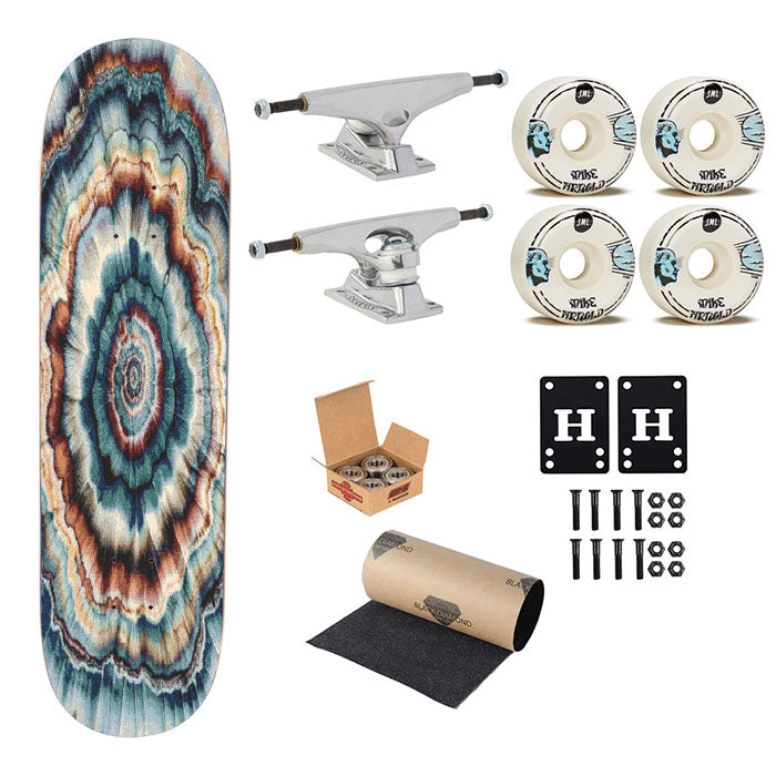 Vibrant Tie Dye Mandala Skateboard Complete Board 8.0" X 31.75"