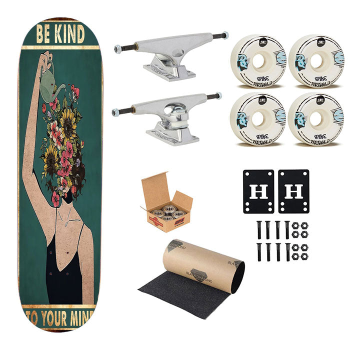 Vintage Be Kind To Your Mind Skateboard Complete Board 8.0" X 31.75"