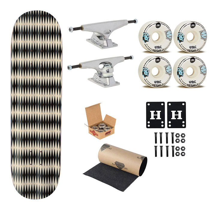 Vintage Diamond Pattern Skateboard Complete Board 8.0" X 31.75"