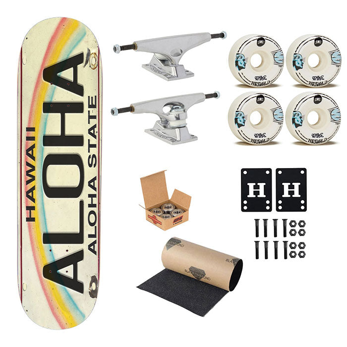 Vintage Hawaii License Plate Skateboard Complete Board 8.0" X 31.75"