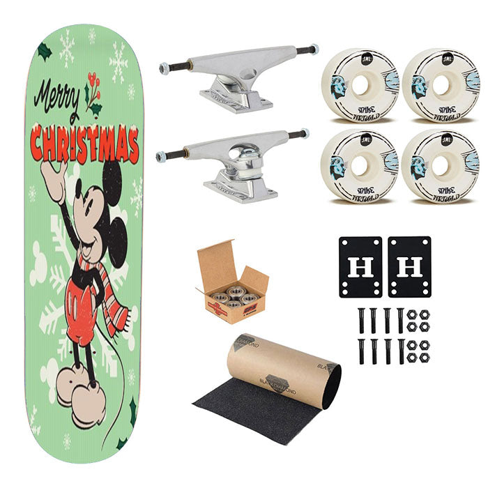 Vintage Mickey Merry Christmas Skateboard Complete Board 8.0" X 31.75"