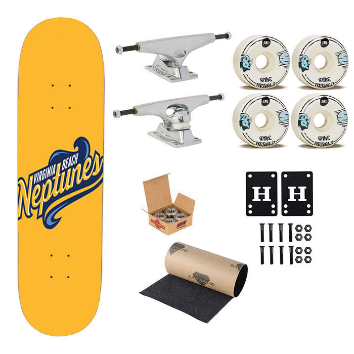 Virginia Beach Neptunes Baseball Logo Yelow Skateboard Complete Board 8.0" X 31.75"