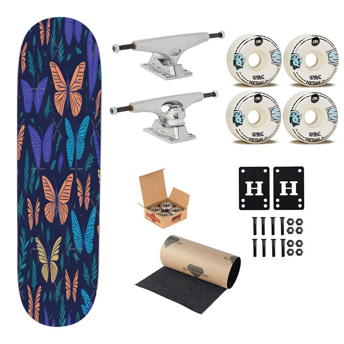 Vivid Color Butterfly Patterns Skateboard Complete Board 8.0" X 31.75"