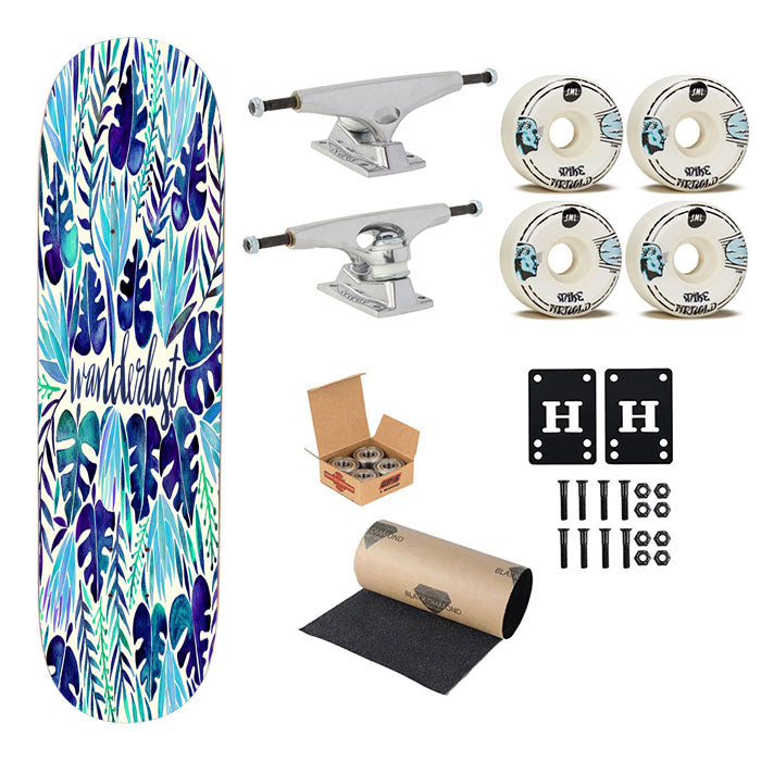 Wanderlust Leave Pattern Skateboard Complete Board 8.0" X 31.75"