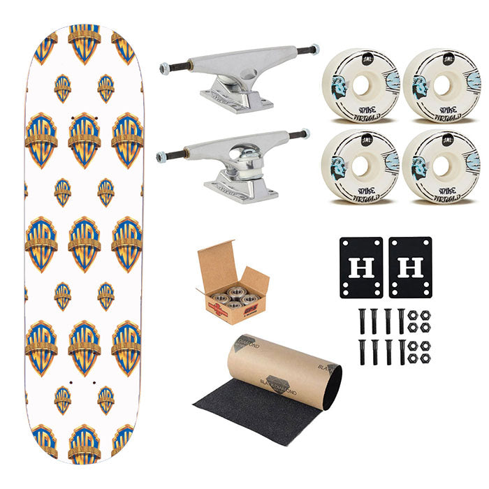 Warner Bros Logo Pattern Skateboard Complete Board 8.0" X 31.75"