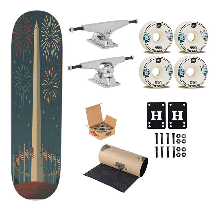 Washington Monument July 4Th Skateboard Complete Board 8.0" X 31.75"