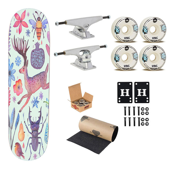Water Colur Pattern Animal Skateboard Complete Board 8.0" X 31.75"