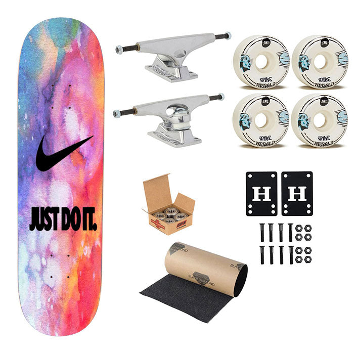 Watercolor Nike Just Do It Skateboard Complete Board 8.0" X 31.75"