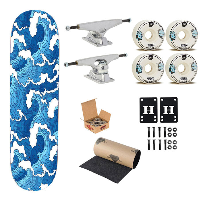Waves Of Japan Pattern Skateboard Complete Board 8.0" X 31.75"
