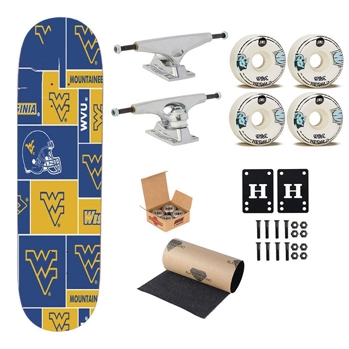 West Virginia Wvu Mountaineers Skateboard Complete Board 8.0" X 31.75"