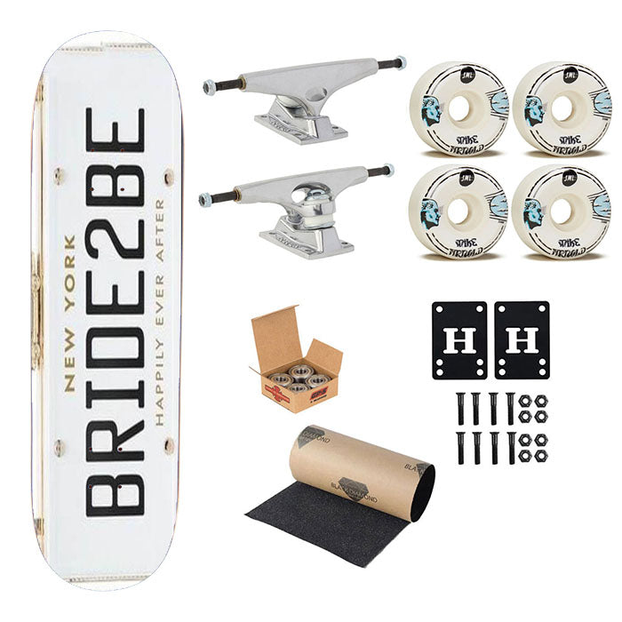 White Clutches Kate Spade Skateboard Complete Board 8.0" X 31.75"
