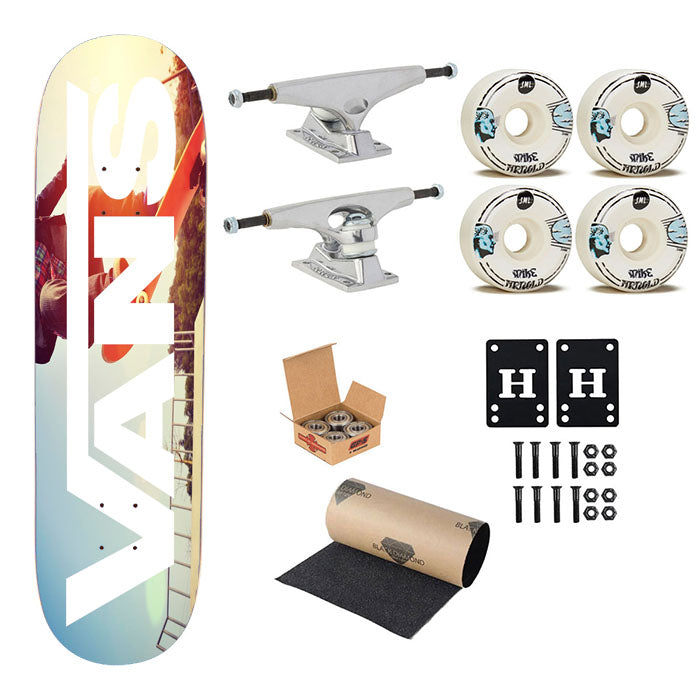 White Vans Logo Skateboarding Skateboard Complete Board 8.0" X 31.75"