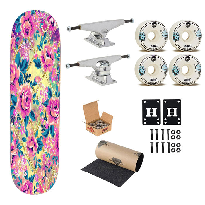 Wild Flowers Galaxy Skateboard Complete Board 8.0" X 31.75"
