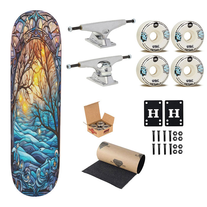 Winter Magic Stained Glass Skateboard Complete Board 8.0" X 31.75"