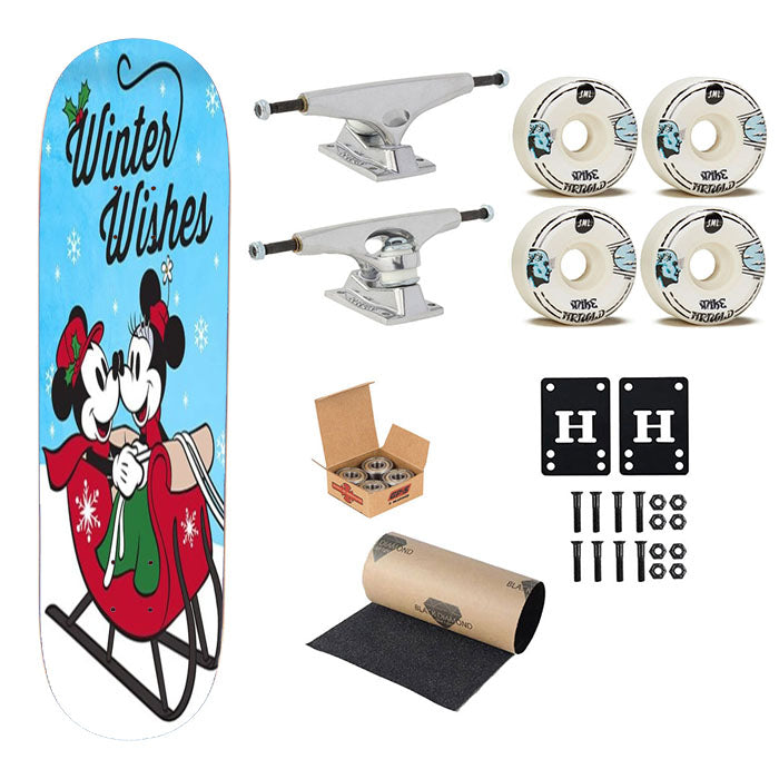 Winter Wishes Sleigh Mickey And Minnie Skateboard Complete Board 8.0" X 31.75"
