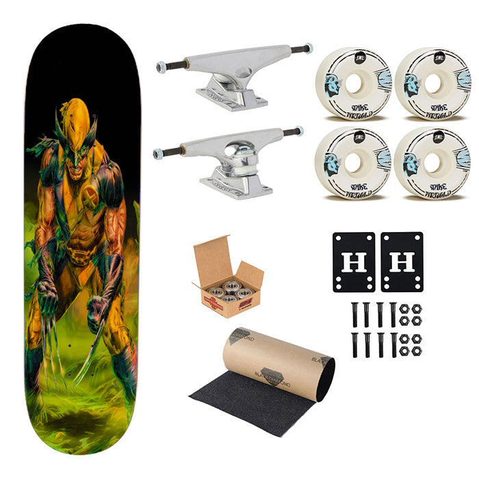 Wolverine Battle Damaged Skateboard Complete Board 8.0" X 31.75"