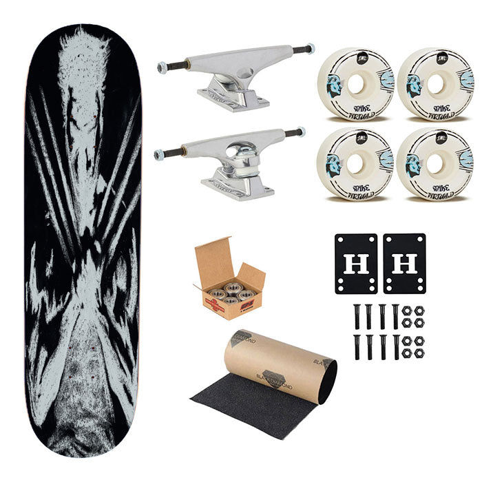 Wolverine Black Sketch Skateboard Complete Board 8.0" X 31.75"