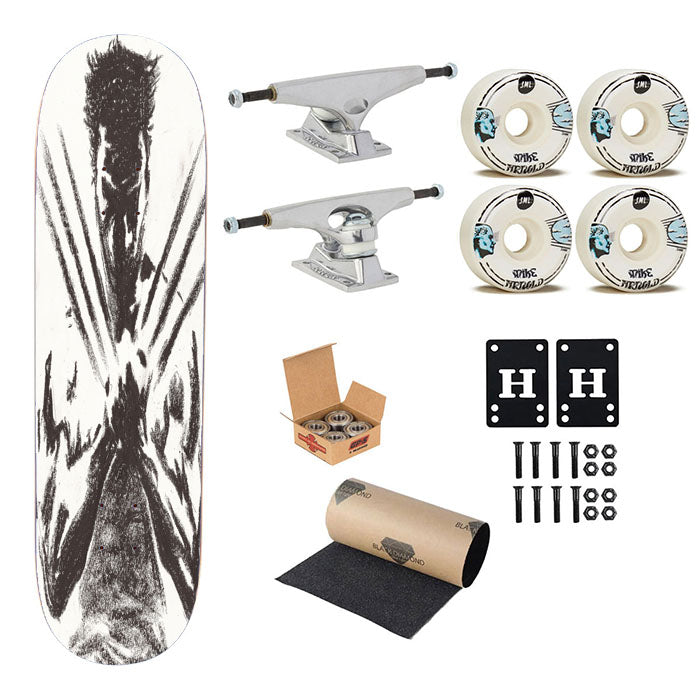 Wolverine Brown Sketch Skateboard Complete Board 8.0" X 31.75"