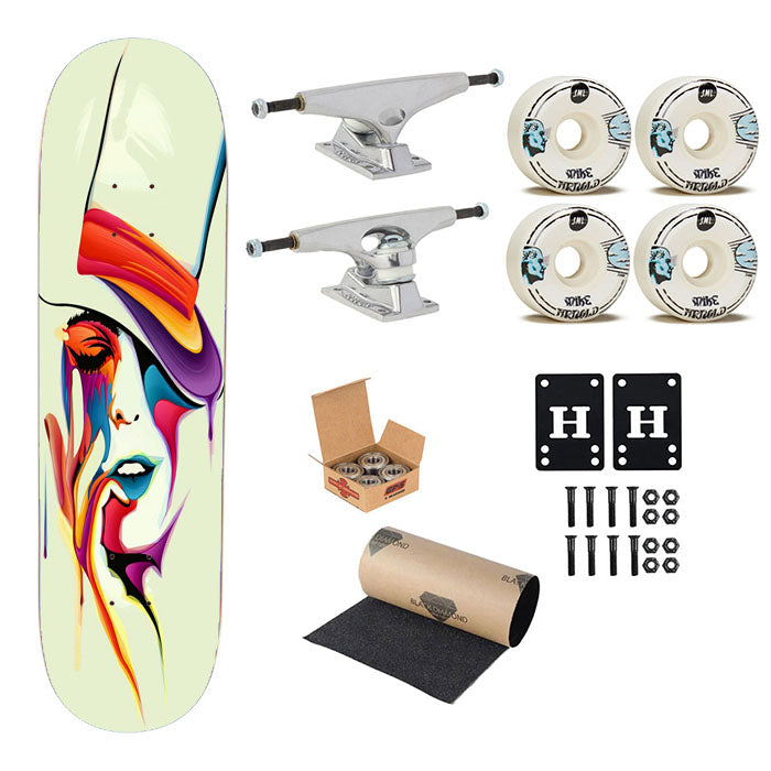 Woman Abstract Skateboard Complete Board 8.0" X 31.75"